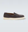 George Cleverley Joey Ii Suede Penny Loafers In Grey