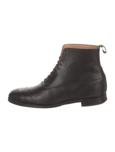 Pre-owned George Cleverley Leather Lace-up Boots In Black