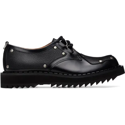 George Cox Black Ripple Bump-toe Panel Derbys