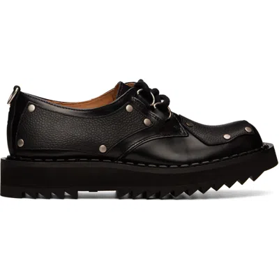 George Cox Black Ripple Bump-toe Panel Derbys In Black/pebble
