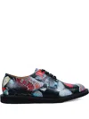 George Cox Butterfly-print Derby Shoes In Black