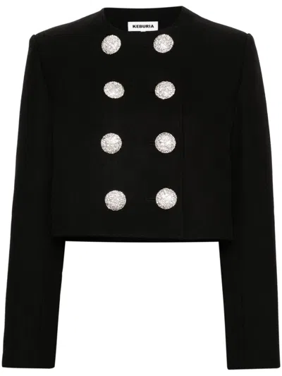 George Keburia Cropped Double-breasted Jacket In Black