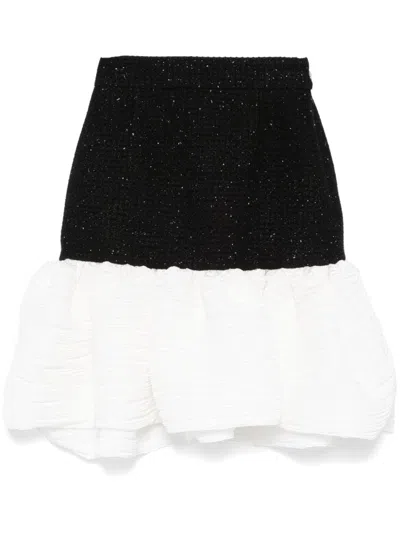 George Keburia Plissé-hem Tweed Skirt In Black