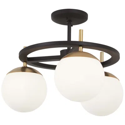George Kovacs Alluria 18" Wide 3-light Black And Gold Ceiling Light