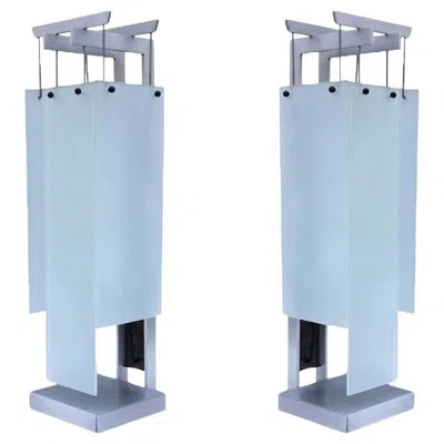 Pre-owned George Kovacs Architectural Aluminum Table Lamp - Pair In Blue