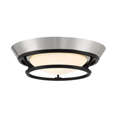 George Kovacs Beam Me Up Led 11-in Coal Black And Brush Nickel Flush Mount