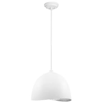 George Kovacs Eclos 1-light 15.75-in Texture White With Silver Leaf Pendant