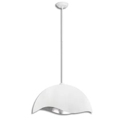 George Kovacs Eclos 1-light 23.88-in Texture White With Silver Leaf Pendant