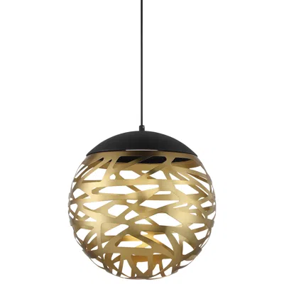 George Kovacs Golden Eclipse 14"w Coal And Honey Gold Led Pendant Light