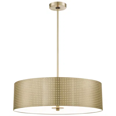George Kovacs Grid 24" Wide Soft Brass Drum Pendant Light