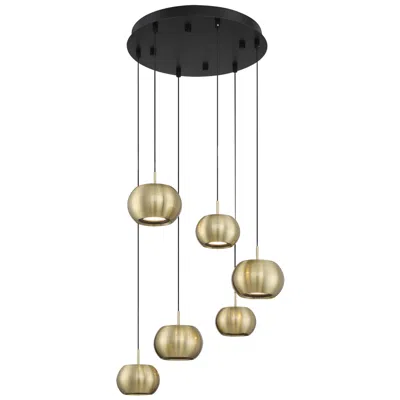 George Kovacs Halo 17" Wide Led Coal Brushed Gold Multi-light Pendant