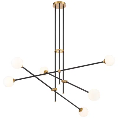 George Kovacs Kovacs Cosmet 41" Wide Coal And Aged Brass 6-light Modern Pendant