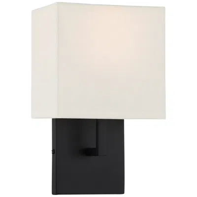 George Kovacs Kovacs On The Square 11.25" Coal And Off White Linen Shade Wall Sconce
