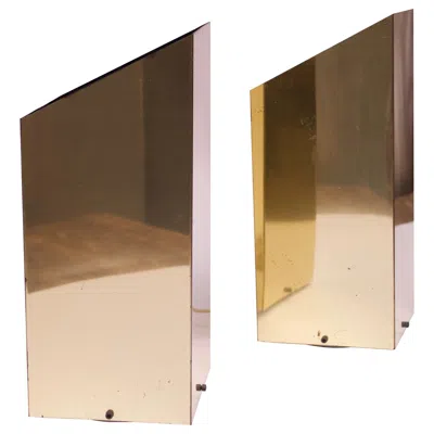 Pre-owned George Kovacs Pair Of 1970s Trapezoidal Brass Table Lamps By  In Brown