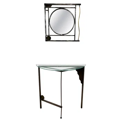 Pre-owned George Kovacs Post Modern Robert Sonneman Demi-lune Console And Mirror Entry Table In Gray
