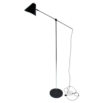 Pre-owned George Kovacs Robert Sonneman Style Adjustable Chrome Floor Lamp With Black Cone Shade, 1970s