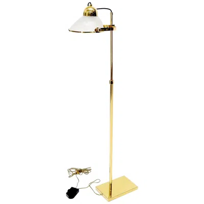 Pre-owned George Kovacs Solid Brass Fully Articulated Glass Scallop Shape Adjustable Height Floor Lamp In Sand
