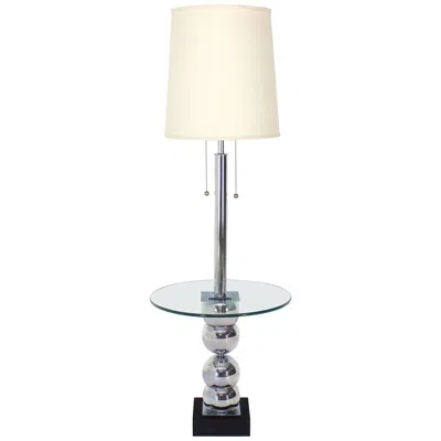 Pre-owned George Kovacs Stacked Chrome Globes Base Glass Side Table Floor Lamp In Sand