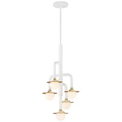 George Kovacs Tubular 5-light Matte White And Honey Gold Chandelier