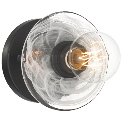 George Kovacs Vapors 1-light Black Vanity With Clear Alabaster Glass Shade