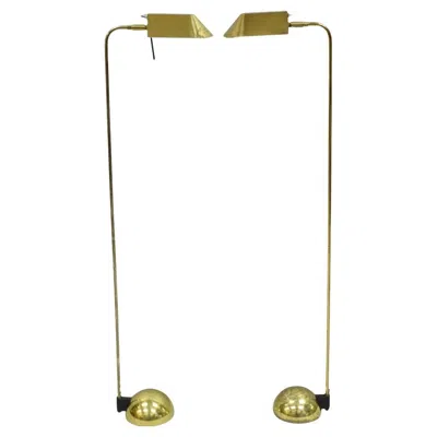Pre-owned George Kovacs Vintage  Mid Century Modern Brass Orb Base Task Floor Lamp - A Pair In Brown