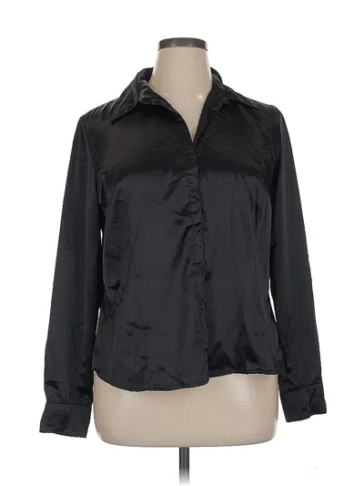 Pre-owned George Long Sleeve Blouse In Black