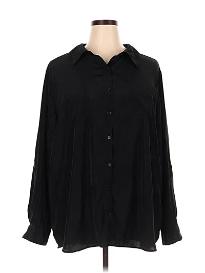 Pre-owned George Long Sleeve Blouse In Black