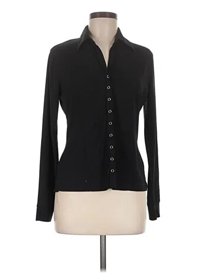 Pre-owned George Long Sleeve Blouse In Black