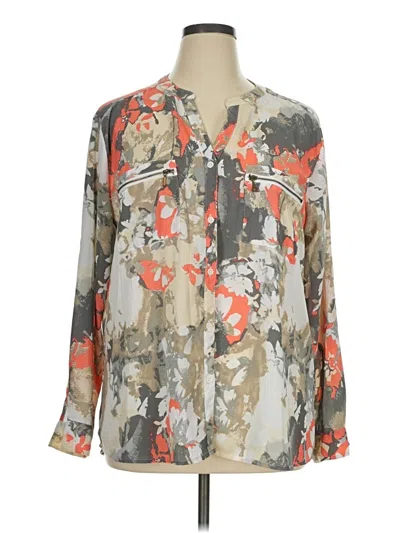 Pre-owned George Long Sleeve Blouse In Gray