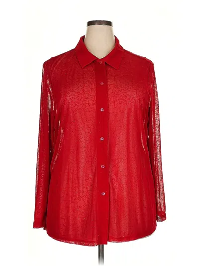 Pre-owned George Long Sleeve Blouse In Red
