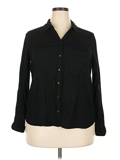 Pre-owned George Long Sleeve Button Down Shirt In Black