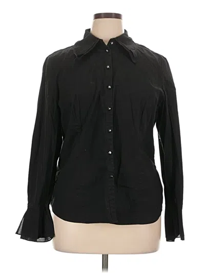 Pre-owned George Long Sleeve Button Down Shirt In Black