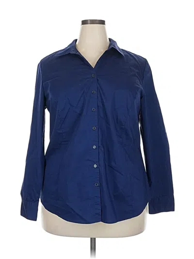 Pre-owned George Long Sleeve Button Down Shirt In Blue