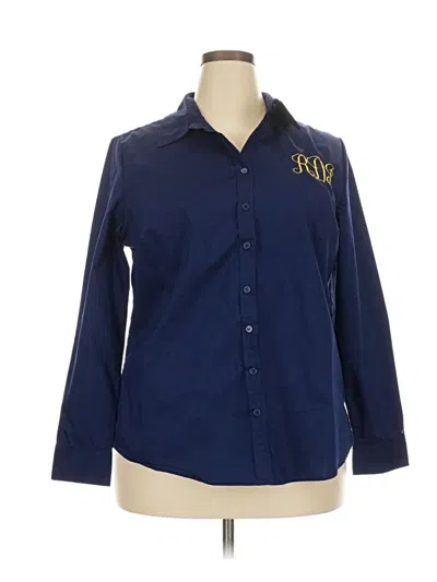 Pre-owned George Long Sleeve Button Down Shirt In Blue