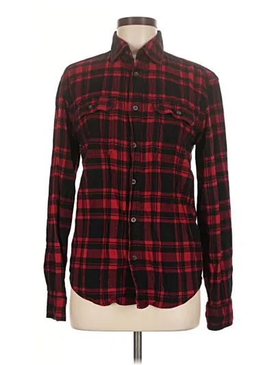 Pre-owned George Long Sleeve Button Down Shirt In Burgundy