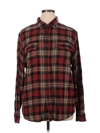 Pre-owned George Long Sleeve Button Down Shirt In Burgundy