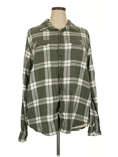 Pre-owned George Long Sleeve Button Down Shirt In Green