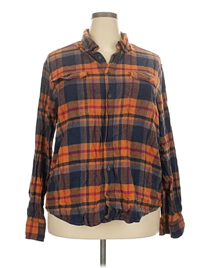 Pre-owned George Long Sleeve Button Down Shirt In Orange