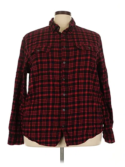 Pre-owned George Long Sleeve Button Down Shirt In Red
