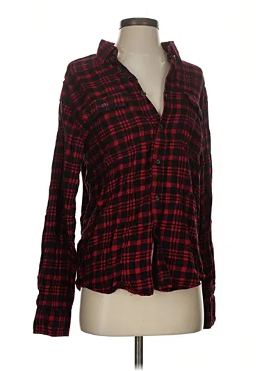Pre-owned George Long Sleeve Button Down Shirt In Red