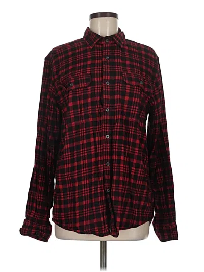 Pre-owned George Long Sleeve Button Down Shirt In Red