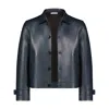 George Patrick Men's Bonded Leather Laser Cut Jacket - Blue In Blue