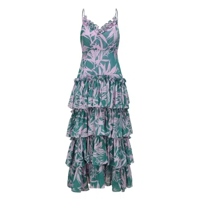 George Patrick Women's Isabella Full-length Ruffle Dress In Pink/green