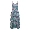 George Patrick Women's Isabella Full-length Ruffle Dress In Pink/green In Green