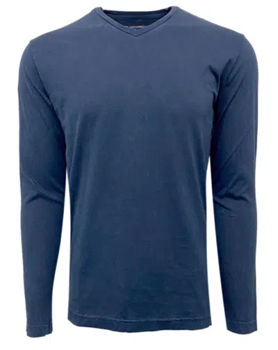 George Roth Men's V-neck Long Sleeve Pima Cotton Top In Indigo In Blue