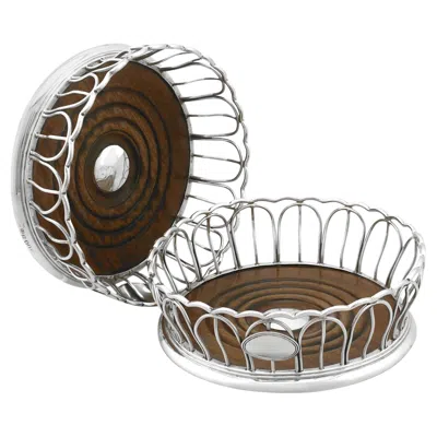 Pre-owned George Samuel Lewis & John Wright Antique Sterling Silver Coasters By Lewis & Wright, 1823 In Brown