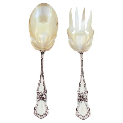 Pre-owned George Shiebler Sterling Silver “gothic” Fork & Spoon In Sand