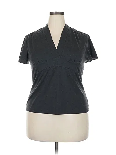 Pre-owned George Short Sleeve Top Gray V Neck Tops