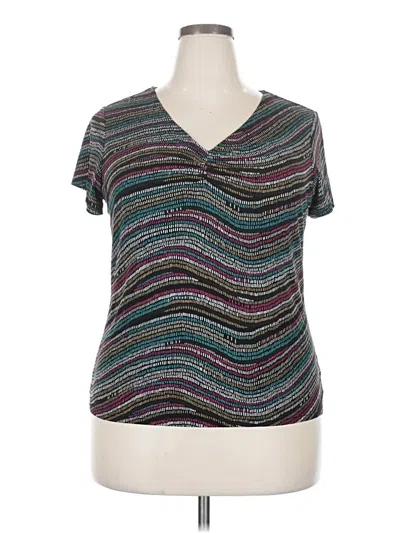 Pre-owned George Short Sleeve Top Gray V Neck Tops