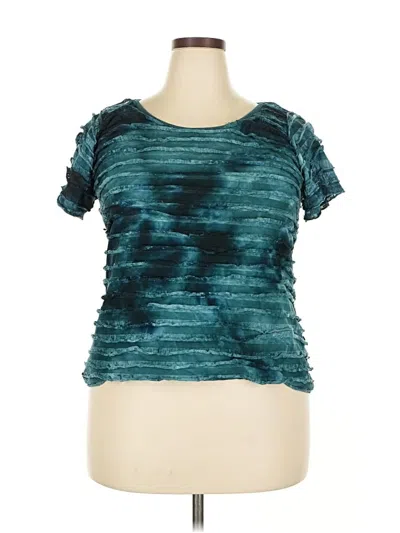 Pre-owned George Short Sleeve Top Teal Tie-dye Pattern Scoop Neck Tops In Blue